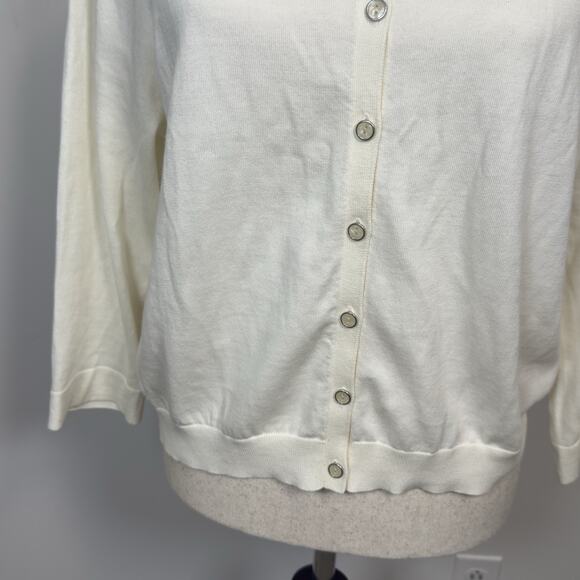 Magaschoni Cotton Cardigan Sweater - Small Buttons | XL | Cream | Preppy - Picture 3 of 8